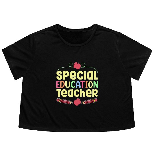 Special Education Teacher Cute Sped Awareness Flowy Cropped Tees