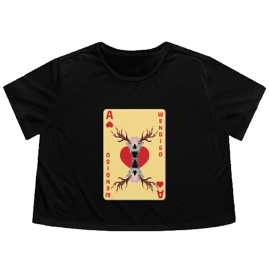 Folk Creature Card Wendigo Halloween Cryptid Flowy Cropped Tees