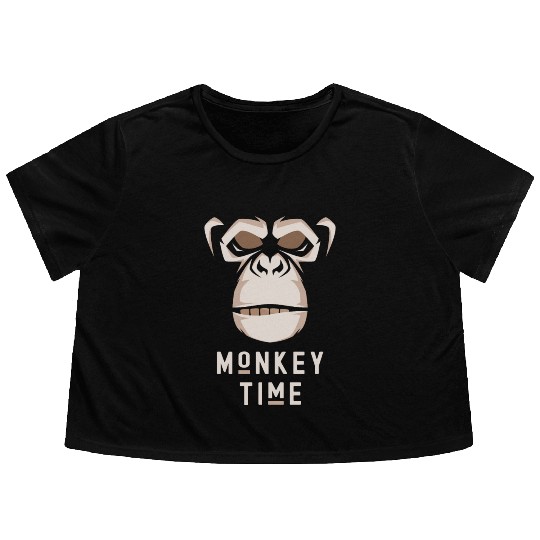 It's Monkey Time Cute Adorable Funny Monkey Face Flowy Cropped Tees