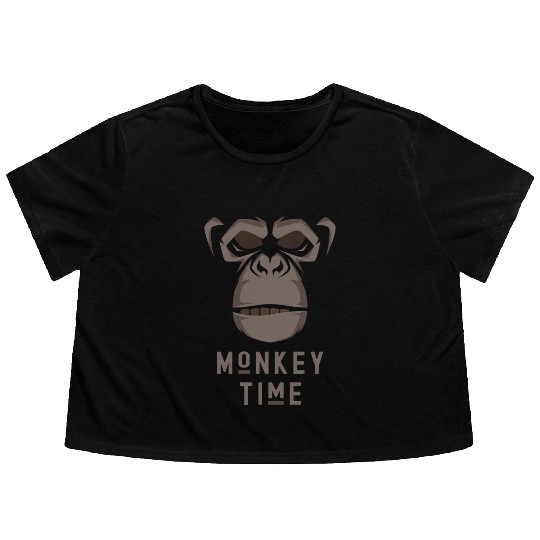 It's Monkey Time Cute Adorable Funny Monkey Face Flowy Cropped Tees