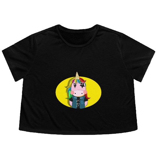 Unicorn Death Metal Flowy Cropped Tees
