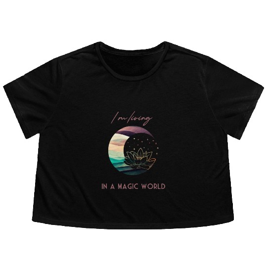 Magic Spiritual Desert Moon Water Lily Flowy Cropped Tees
