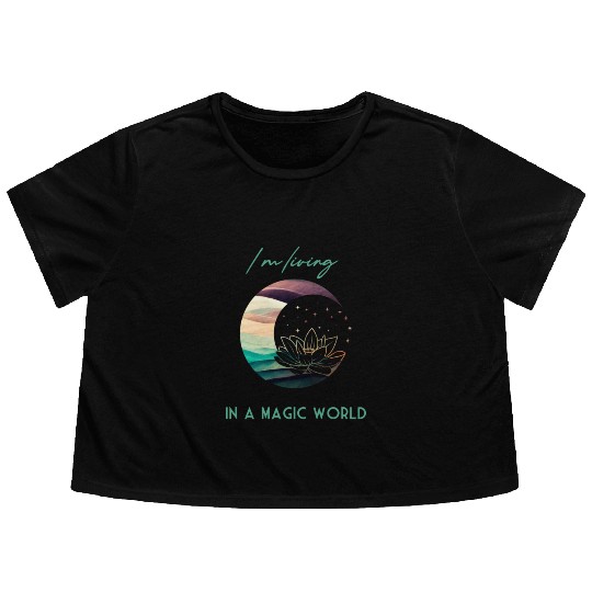 Magic Spiritual Desert Moon Water Lily Flowy Cropped Tees