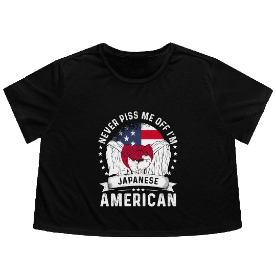Japan American Country Heritage Flags Flowy Cropped Tees
