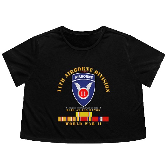 11th Airborne Division Raid at Los Baños WWII wPAC Flowy Cropped Tees