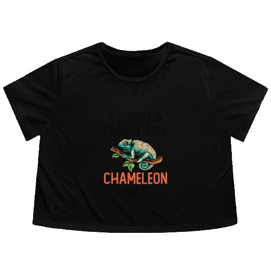 I Just Really Like Chameleon Lizard Reptile Pet Flowy Cropped Tees