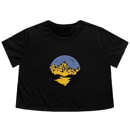 Nature Lover Midnight Sky Hiking Camping Outdoor Flowy Cropped Tees