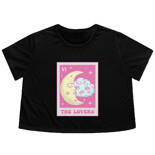 Coquette Aesthetic Pink Tarot Card The Lovers Flowy Cropped Tees