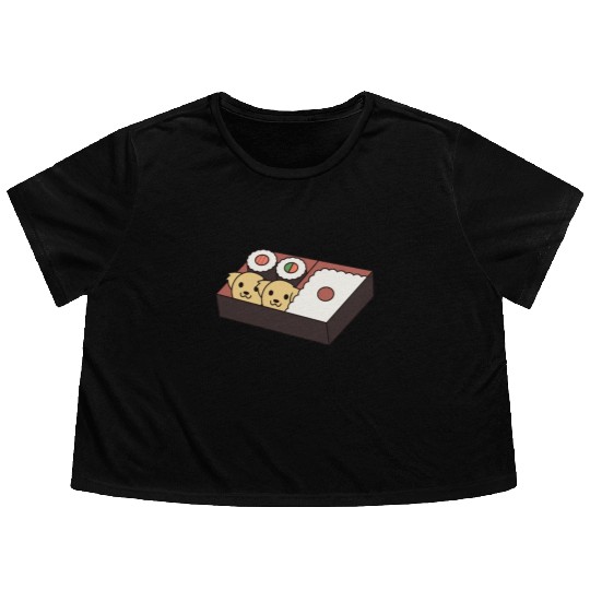 Sushi Bento Box Golden Retriever Flowy Cropped Tees