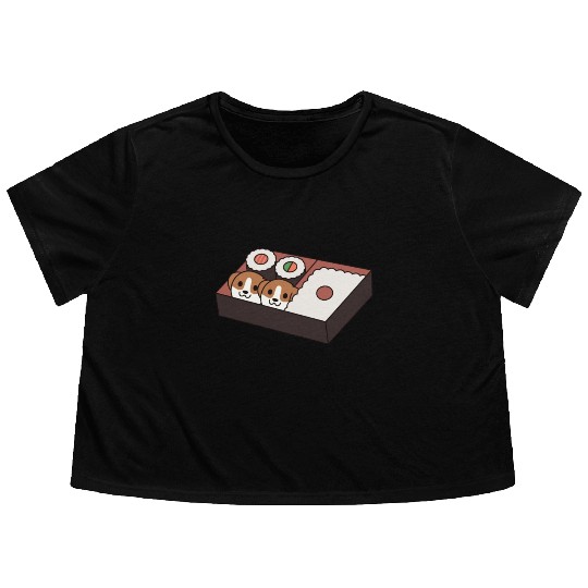 Sushi Bento Box Beagle Flowy Cropped Tees