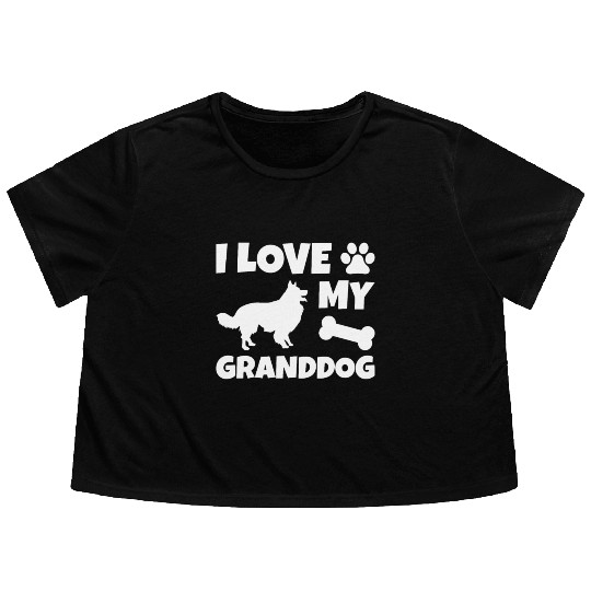I Love My Granddog Border Collie Flowy Cropped Tees