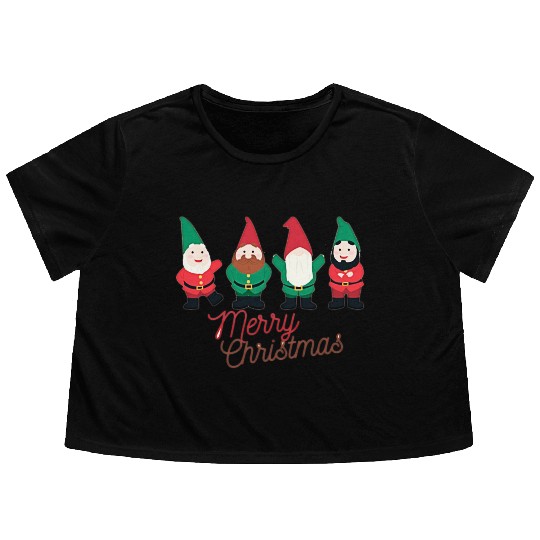 Christmas Funny Gnomes Flowy Cropped Tees