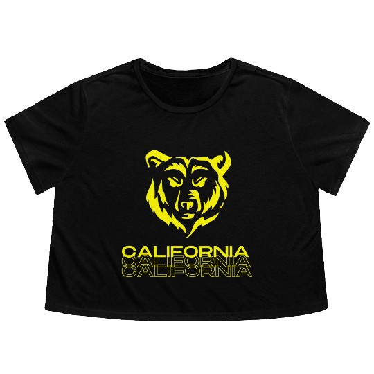 California bear Flowy Cropped Tees