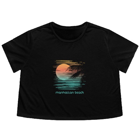 Artistic Manhattan Beach California Palm Tree Flowy Cropped Tees