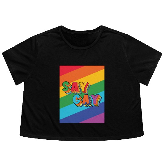 LBGT Flag Gay Pride Human Vintage Rainbow Flowy Cropped Tees