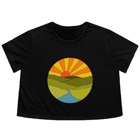 Sunrise geometrical Flowy Cropped Tees