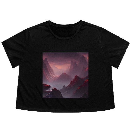 Lonely Red Mountains on an Alien Planet Abstract Flowy Cropped Tees