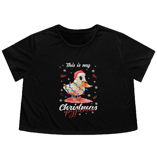 Winter Christmas Pyjama Duck Flowy Cropped Tees