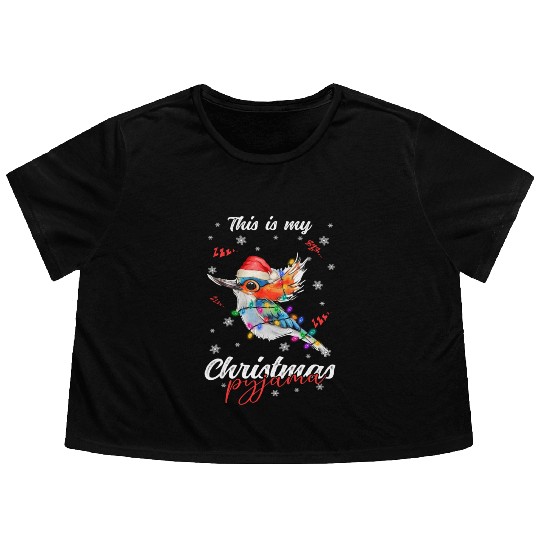 Winter Christmas Pyjama Hummingbird Flowy Cropped Tees
