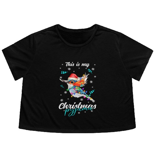 Winter Christmas Pyjama Hummingbird Flowy Cropped Tees