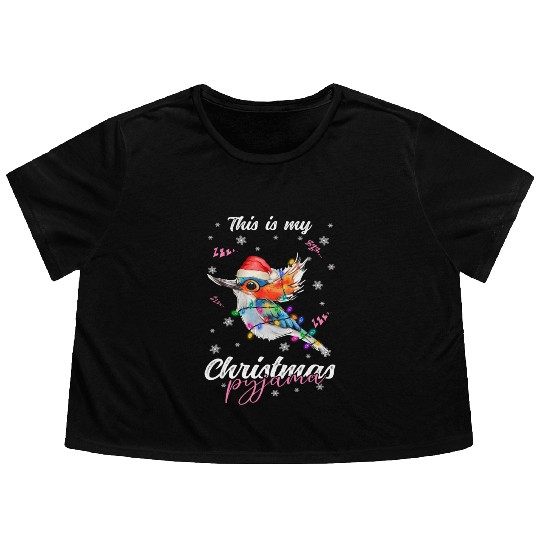 Winter Christmas Pyjama Hummingbird Flowy Cropped Tees