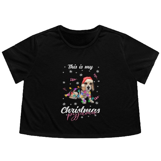 Winter Christmas Pyjama Beagle Flowy Cropped Tees