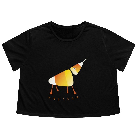 UNICORN Funny Candy Corn Halloween Flowy Cropped Tees
