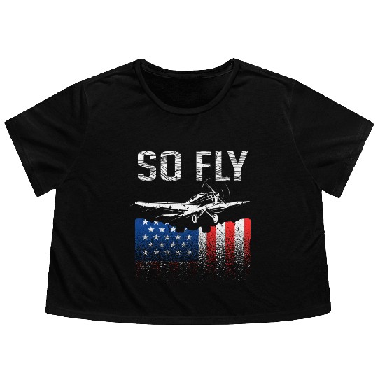 Airplane Pilots USA Flowy Cropped Tees