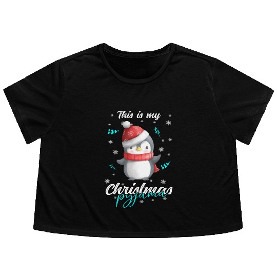 Winter Christmas Pyjama Penguin Flowy Cropped Tees