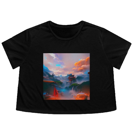 A Timeless World in a Distant Solar System Bright Flowy Cropped Tees