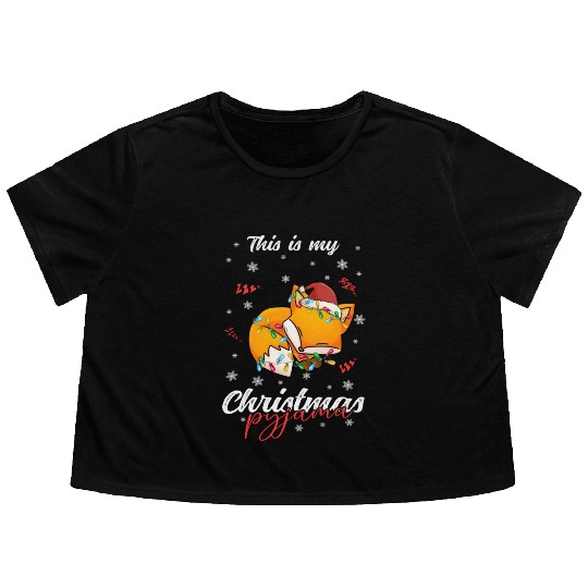 Winter Christmas Pyjama Fox Flowy Cropped Tees