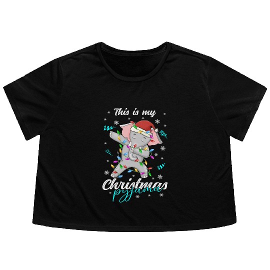 Winter Christmas Pyjama Elephant Flowy Cropped Tees