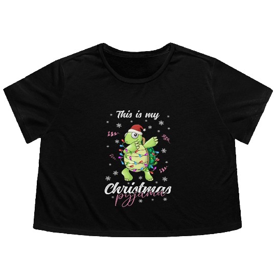Winter Christmas Pyjama Turtle Flowy Cropped Tees