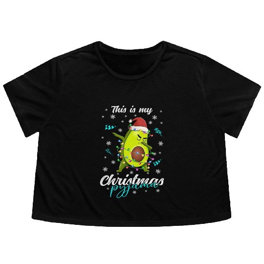 Winter Christmas Pyjama Avocado Flowy Cropped Tees