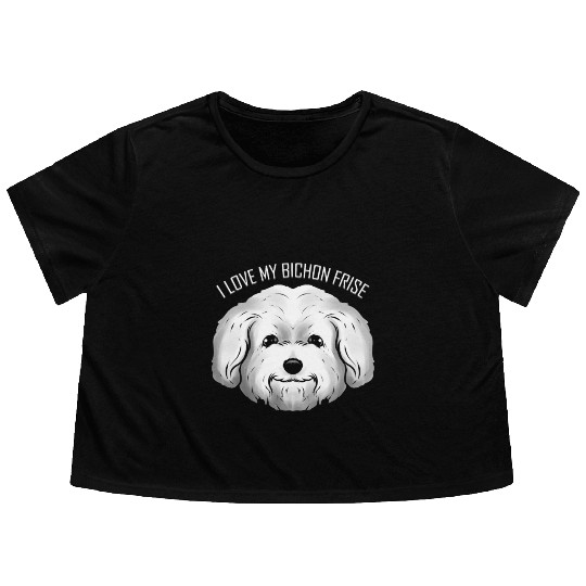Dog Lover - I Love My Bichon Frise Flowy Cropped Tees
