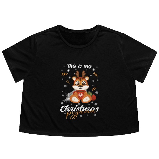 Winter Christmas Pyjama Tiger Flowy Cropped Tees
