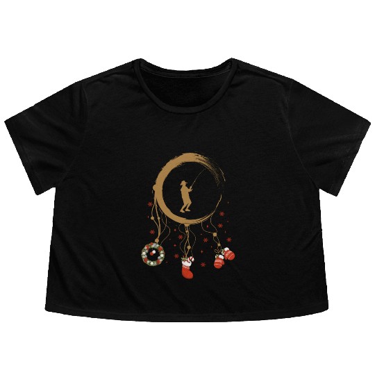 Winter dreamcatcher Christmas Fishing Flowy Cropped Tees