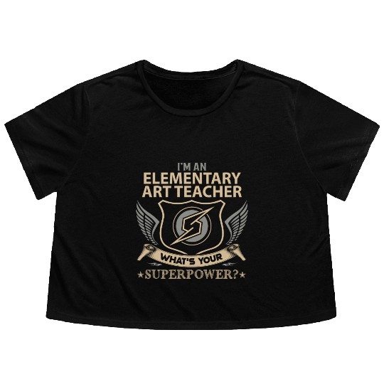 Elementary Art Teacher Flowy Cropped Tees - Superpower Job Gi
