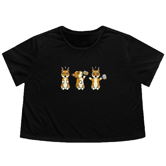 Shiba Inu Beer Lover Flowy Cropped Tees