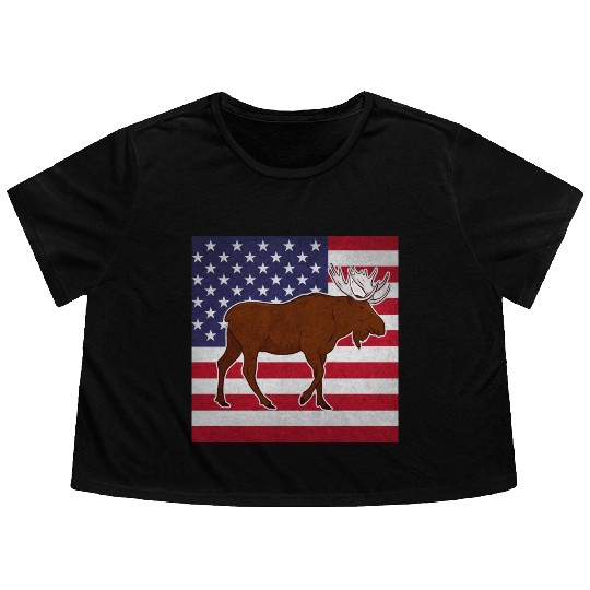 Moose Elk Flowy Cropped Tees