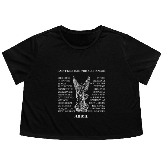 Saint St Michael Prayer Catholic Archangel Christi Flowy Cropped Tees