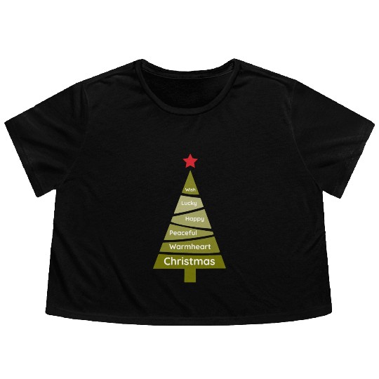 Minimalist Lime Green Christmas Pine Flowy Cropped Tees