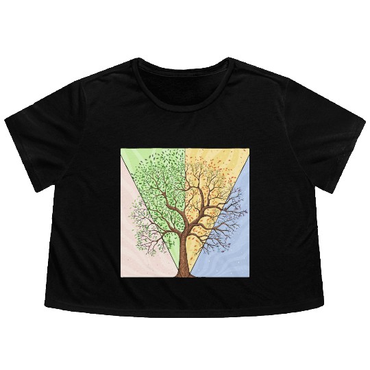 Four Seasons Trees Flowy Cropped Tees