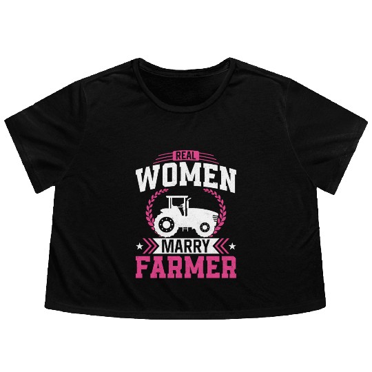 Farming Farmer Husband Wife Flowy Cropped Tees