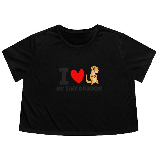 I Love My Tiny Dragon Reptile Pet Crested Gecko Flowy Cropped Tees