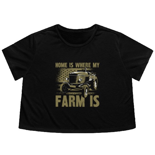Farming Farmer Vintage American Flowy Cropped Tees