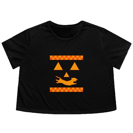 Halloween Flowy Cropped Tees, Dachshund Cute Flowy Cropped Tees, Dachshund