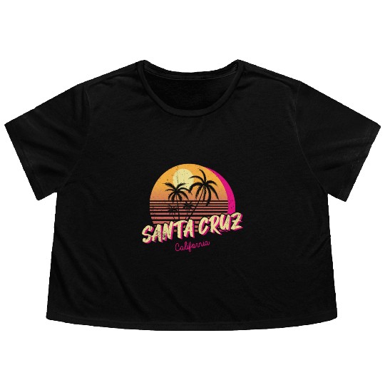 Retro Santa Cruz California Flowy Cropped Tees