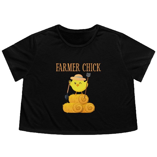 Farming Farmer Girl Chicken Farmer Flowy Cropped Tees
