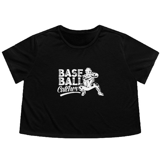 Baseball Catcher Hobby Sayings Player Flowy Cropped Tees